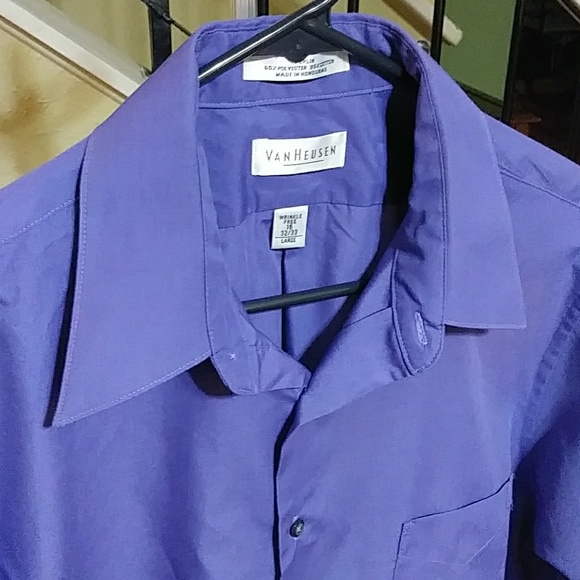 Van Heusen Purple Long Sleeve Dress Shirt Mens Large 16 32/33 - Picture 2 of 5